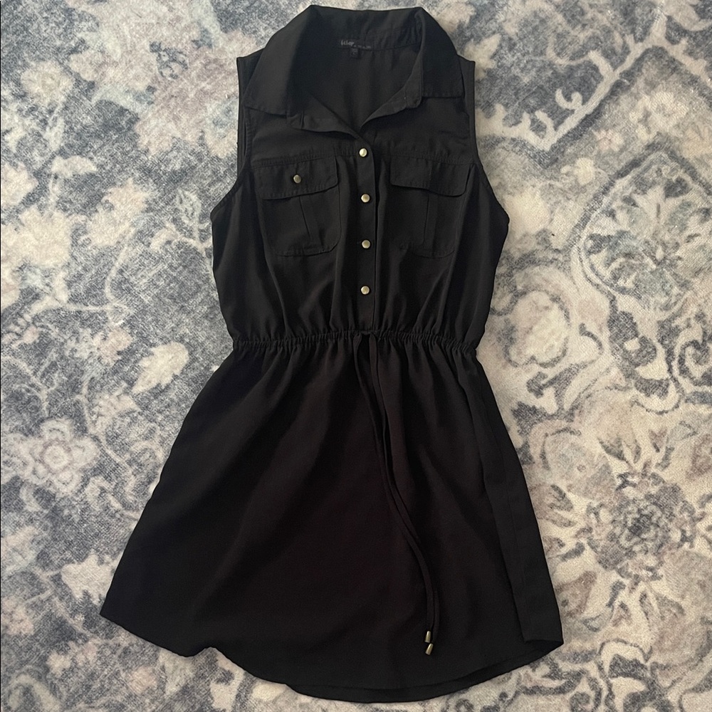 Black Bebop Sleeveless Button-Up Dress